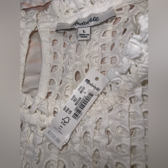 NWT Madewell Eyelet Ruffle-Sleeve Pintuck Mini Dress - Picture 10 of 16